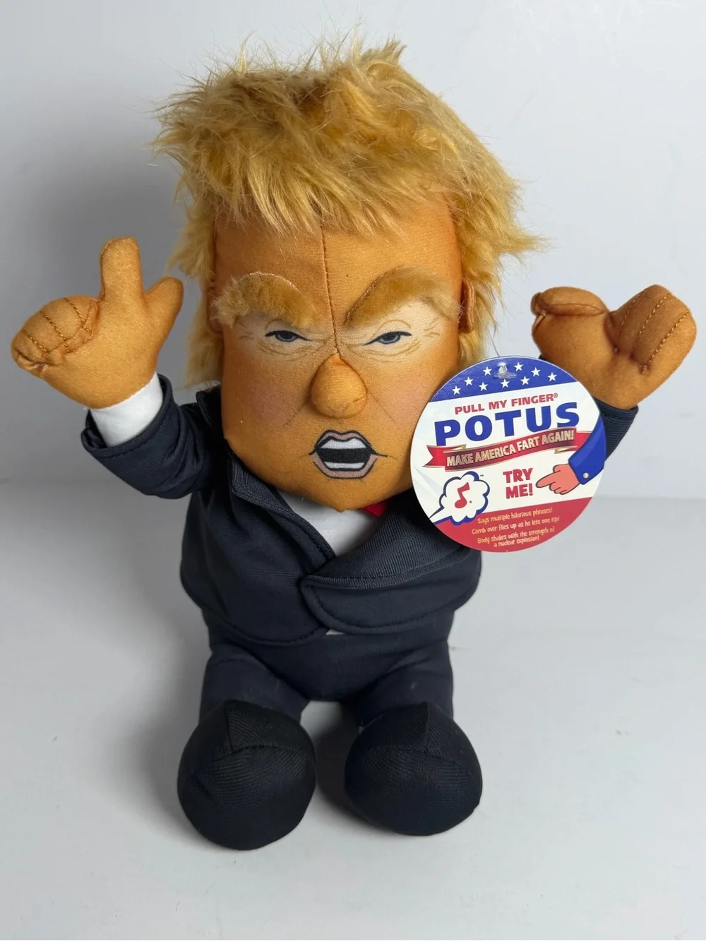 Pull My Finger POTUS Donald Trump Plush Farting Animated Doll NWT